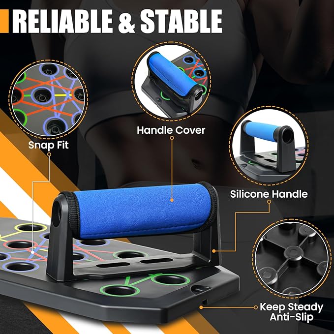 Portable Push Up Board - 20 in 1 Foldable Pushup Board Fitness - Push Up Bar at Home Gym - Strength Training Equipment for Men and Women