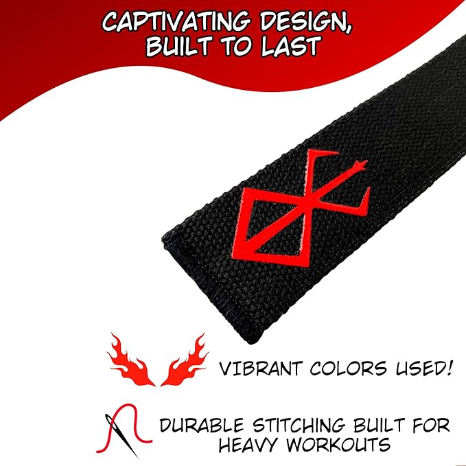 Anime Lifting Straps - Padded Wrist Straps for Weightlifting, Bodybuilding, Gym Workouts, Powerlifting, Deadlifts & Fitness (Soft Cotton 23.5 inch, 1 Pair)