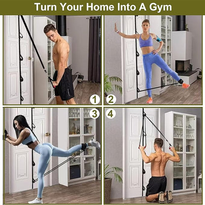 Multi Loop Door Anchor Strap for Resistance Bands, 16.4ft Heavy Duty Anchor System with Multiple Loops, Punch-Free Workout Strap with Storage Bag for Home Gym, Full Body Training & Physical Therapy