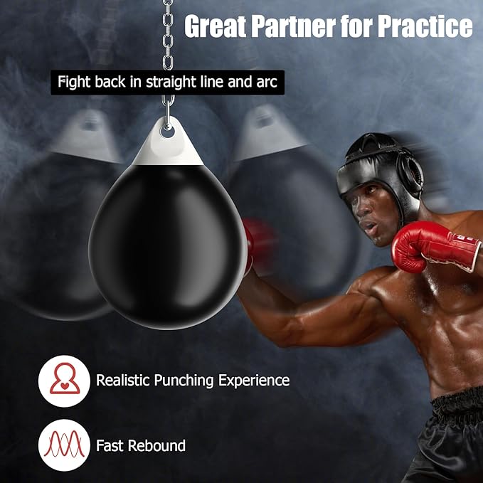 GYMAX Punching Bag, Water Aqua Bag w/Water Injector & Hanging Accessories, Folding Heavy Duty Boxing Bag for Home Gym, Boxing Training Equipment for Adults