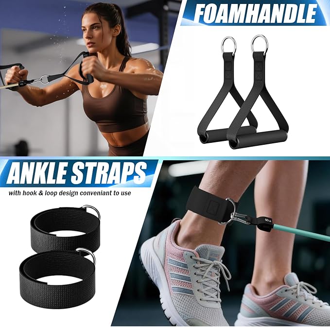 WHATAFIT Resistance Bands, Exercise Bands，Resistance Bands for Working Out, Work Out Bands with Handles for Men and Women Fitness, Strength Training Home Gym Equipment