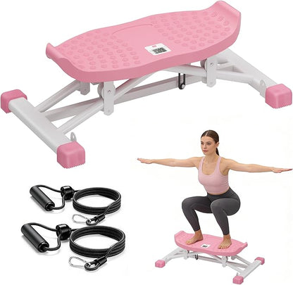 DlandHome Balance Board, Rock Stepper with 2 Resistance Bands & Lcd Monitor, Simulate Ski Machine for Exercise at Home, Ski Balance Trainer for Full Body, 265lbs Weight Capacity