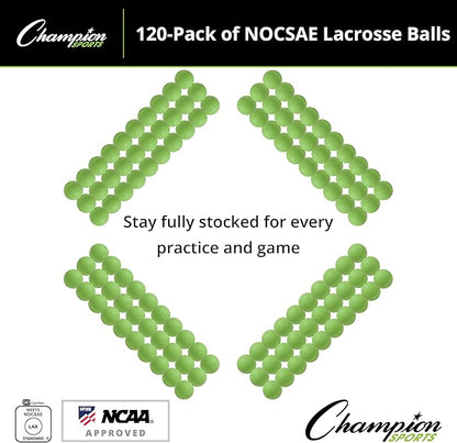 Champion Sports Lacrosse Balls – Official Size SEI Certified, Multi-Color Packs of 3, 6, or 12 for Practice & Games