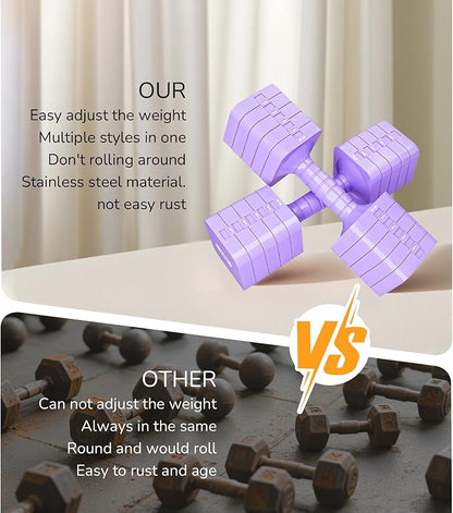 16LBS/20LBS Dumbbells Sets Adjustable Dumbbell Set Hand Weights for Women Men Free Weights Dumbbells Set Exercise Fitness dumbbell sets of 2 for Home Gym Workout Strength Training Equipments