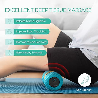 VOYOR-HEALTH Vibrating Peanut Massage Ball Roller, Electric Double Lacrosse Massage Ball with 4 Intensities for Muscle Pain Relief, Rechargeable Deep Tissue Massage, Yoga Sports Fitness MB300 (Blue)
