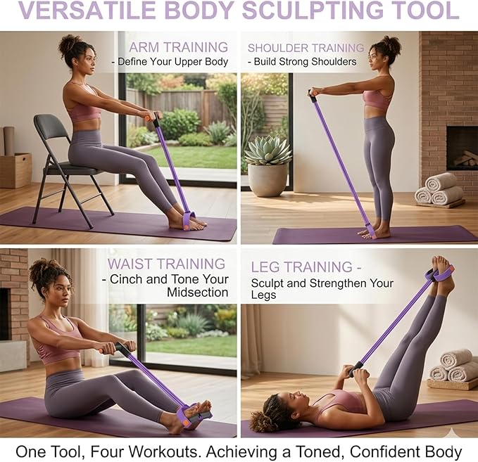 Upgraded 6-Tube Pedal Resistance Band with Handle, Heavy Duty Pedal Puller Resistance Band for Sit Up Exercise Equipment, Fitness Exercise Bands for Women Slimming, Pilates & Yoga Stretching