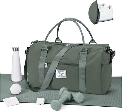 Gym Bagsfor Women Men with Shoes Compartment Sports Duffle Bag Personal item travel Duffel Bags Tote Bags Small Carry on Weekender Overnight Bags Workout Dance Bag Hospital Holdalls Dark Green