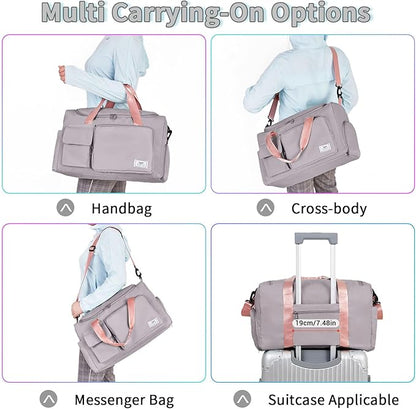 FIORETTO Women's Gym Duffle Bag with Shoes Compartment, 30L Capacity, Ideal for Travel, Gym, Sports, Duffel, Weekender