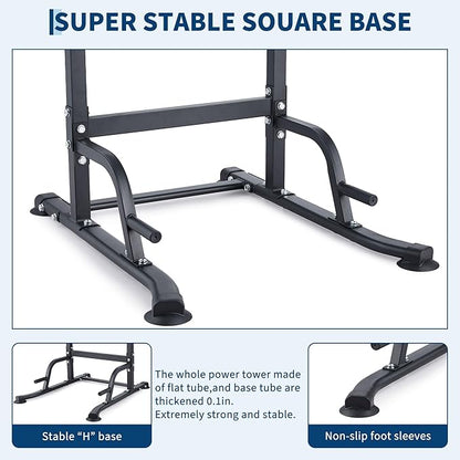 Multifunction Pull Up Bar Dip Station for Home Gym, Adjustable Height Power Tower, 880LBS Capacity Strength Training Equipment for Full Body Workout, Indoor Fitness Chin Up Bar for Men Women