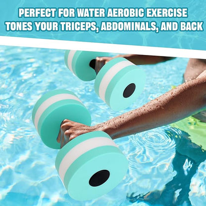 Aquatic Dumbbells, 2PCS Water Aerobic Exercise Foam Dumbbell Pool Resistance, Detachable Water Aqua Fitness Barbells Hand Bar Exercises Equipment for Weight Loss