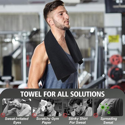 Microfiber Gym Towels for Working Out, Quickly Dry Yoga Towels for Men & Women Tennis, 16 Inch x 27 Inch, 3Pack - 16 * 27Inch, Black