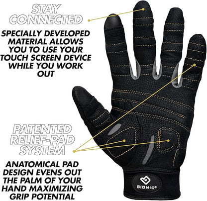 Bionic Men's Beastmode Full Finger Gym Workout Gloves