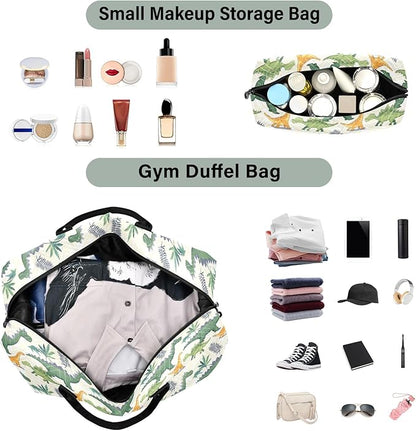 senya Weekender Bags Travel Duffel Gym Bag Green Dinosaurs Carry on Overnight Tote Bag with Toiletry Bag for Airplane Travel Trip Gym Yoga, g368733851p1006c1071s2442