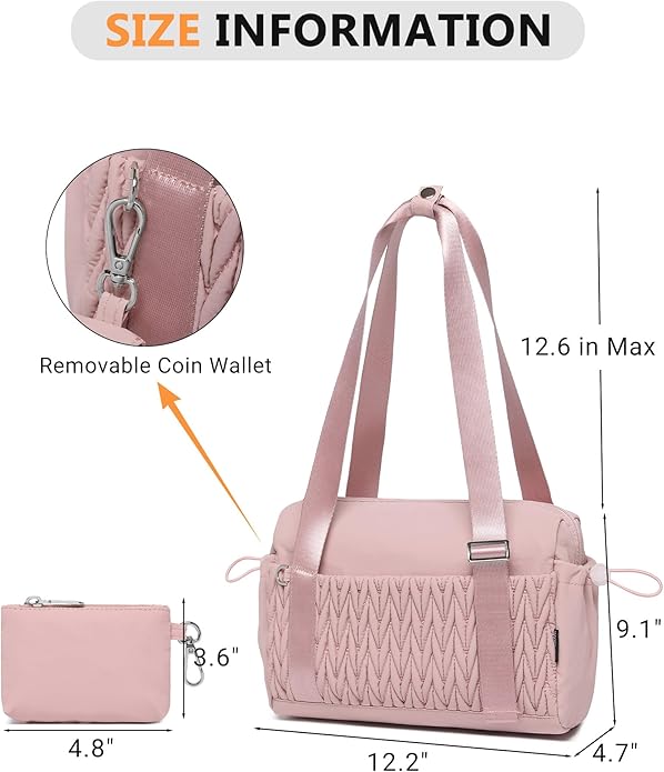 Small Gym Bag for Women Quilted Mini Tote with Wet Compartment and Coin Purse, Cute Duffle Bag for Girls Workout Sport Travel