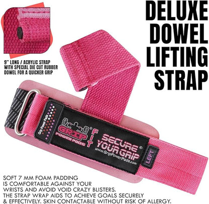 Gym Lifting Dowel Straps Neoprene Padded Wrist Wraps for Weight Training, Bodybuilding & Fitness – Wrist and Grip Support, 2 Pack (Jet Pink)
