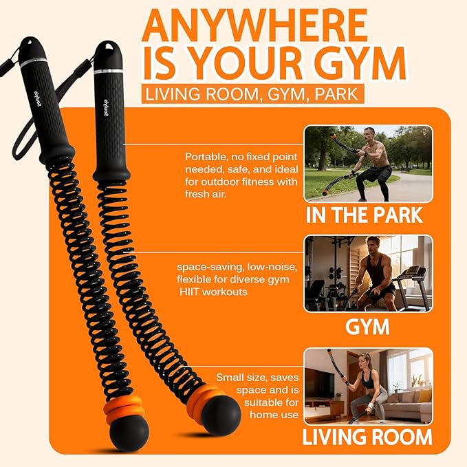 Soulyis Adjustable Ropeless Battle Ropes for Quiet Home Gym - Cordless Training Rope, Weighted Workout Ropes for HIIT, No-Jump Training & Full-Body Exercise,Fitness Equipment (Advanced Pink)
