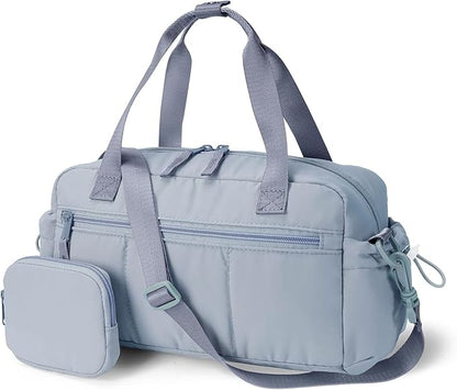 Ceneda Small Gym Bag for Women, Quilted Puffer Tote with Wet Pocket & Coin Purse, Lightweight Mini Sports Travel Duffle with Crossbody Strap, Water-Resistant for Workout, Yoga, Daily Commute