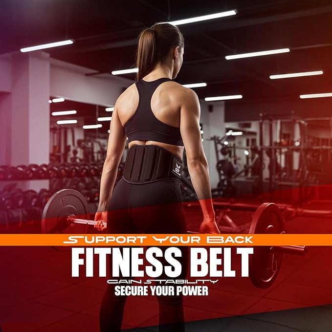 QTF Fitness Neoprene Weight Lifting Belt - Adjustable 6" Gym Support for Stability & Lumbar Support - Sweat Resistant Weightlifting Belt for Men & Women for Squats, Deadlifts & Bench Presses