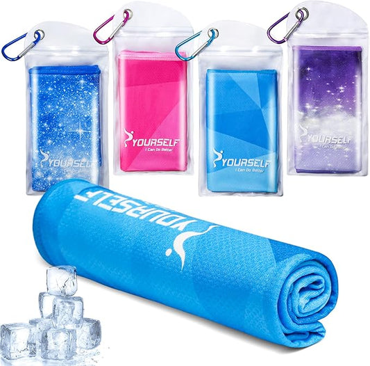 SYOURSELF Cooling Towel, Cooling Towels for Neck,40" x 12"Ice Towel for Instant Cooling Relief, Soft Breathable Chilly Towel, Perfect Yoga, Golf, Sports, Gym, Workout, Athletes Towel (1PC-Gblue)