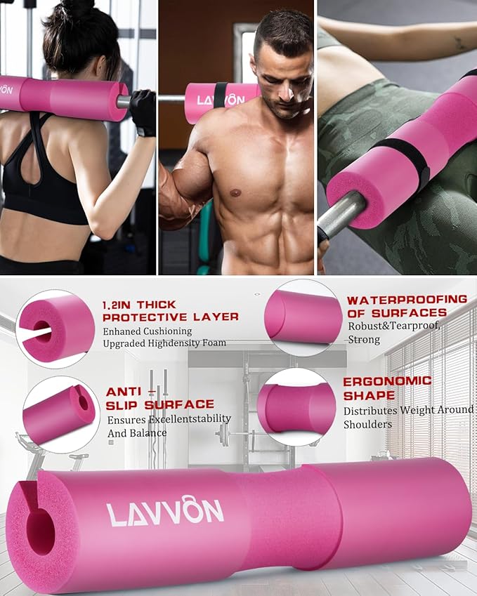 7Pcs-Barbell Pad Set for Hip Thrust - Squat Pad, Bench Press Workout Foam Weight Lifting Bar Cushion,Gym Accessories for Women with Bar Bad,with Gym Ankle Straps,Hip Resistance Bands,Lifting Strap