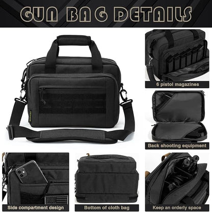 VEAGIA Range Bag,Pistol Case,Gun Range Bags For Handguns And Ammo Pouch 2 Pistols Soft Carrying Shooting Bag