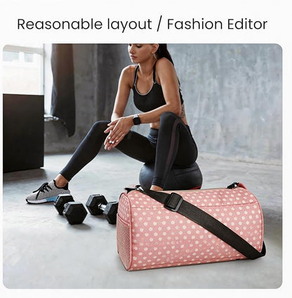 C&F BOGMOST Small Gym Bag for Women & Men,Small Lightweight Duffel Bag Carry On Bags Mini Duffel Travel Bag Waterproof Sports Bags for Workout/Sport/Trave,Pink Flowers