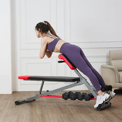 VEVOR Multi-Functional Weight Bench for Full Body Workout, Roman Chair Hyperextension Bench, Adjustable & Foldable Equipment for Back Arm Core Ab Workout, Sit Up Exercise Machine for Home Gym