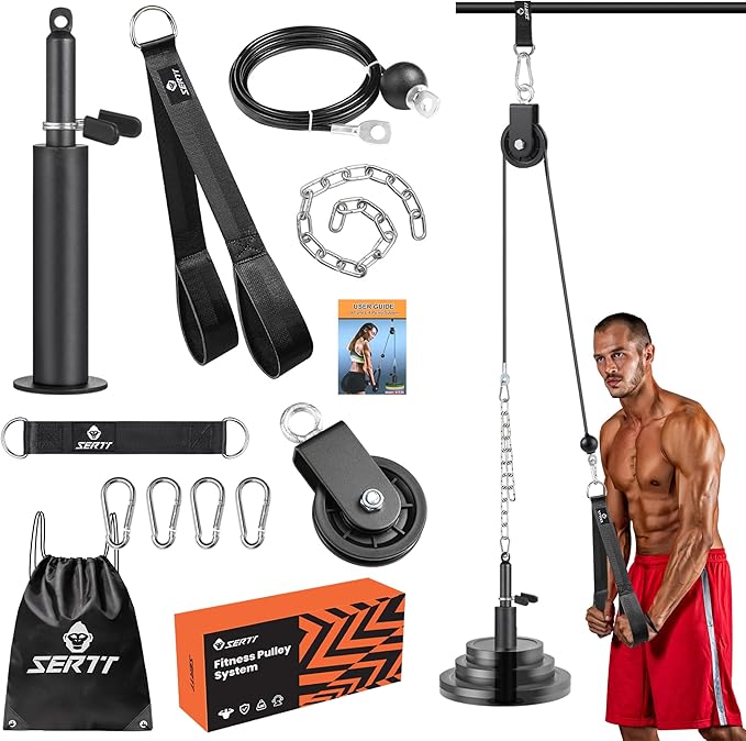 SERTT Weight Cable Pulley System Gym, with Upgraded 2 in 1 Loading Pin,for Tricep Pull Down, Bicep Curl, Shoulder, Back, Forearm Home Gym Equipment