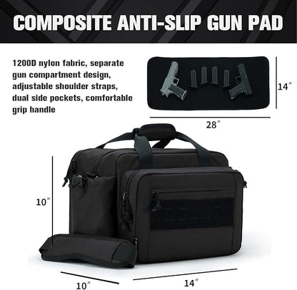 VEAGIA Range Bag,Pistol Case,Gun Range Bags For Handguns And Ammo Pouch 2 Pistols Soft Carrying Shooting Bag