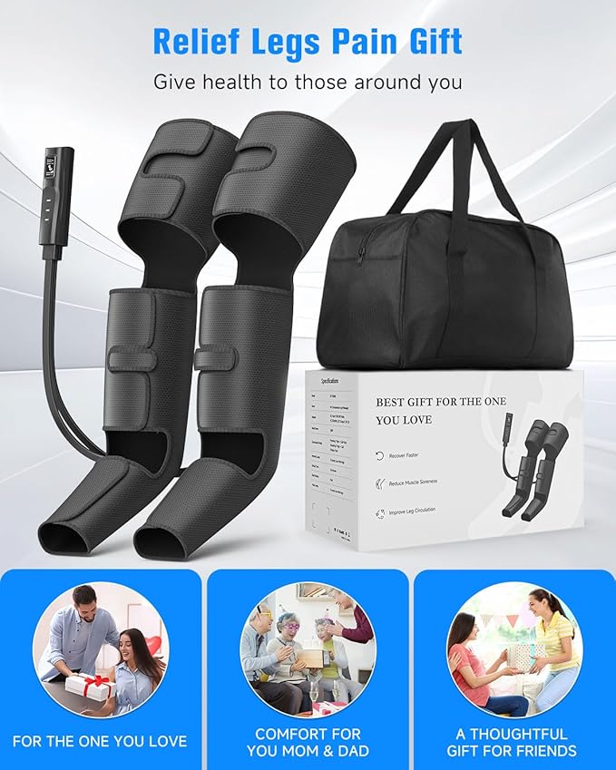 FSA Eligible HSA Massager - Leg Massager for Circulation & Pain Relief FSA, Foot Massager with 3 Heating 3 Modes 3 Intensities, Recovery System Pressure for Muscle, Gift for Him Her (Black, Medium)