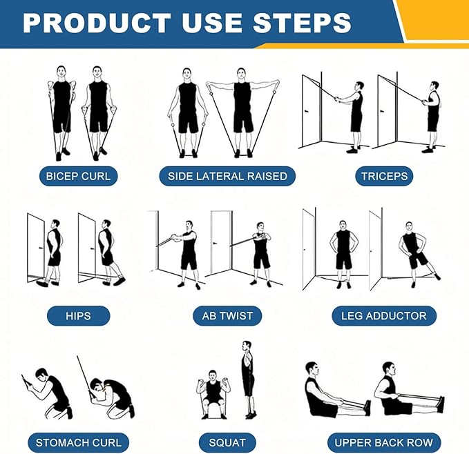 Resistance Bands Set, Exercise Bands for Working Out with Door Anchor/Handle/Ankle Strap/Pouch