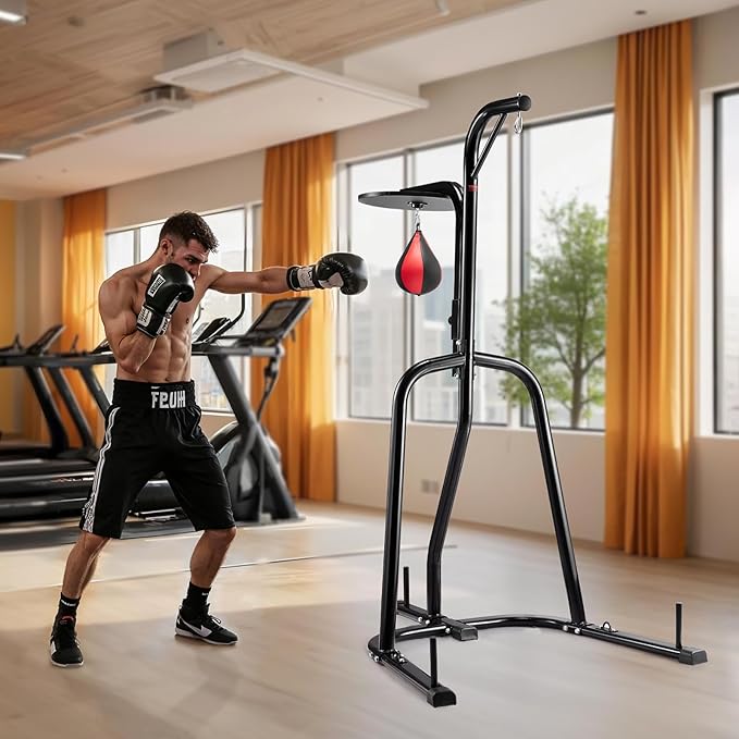 VEVOR 2 in 1 Punching Bag Stand, Steel Heavy Duty Workout Equipment,Freestanding Sandbag Rack,for Home Gym Fitness