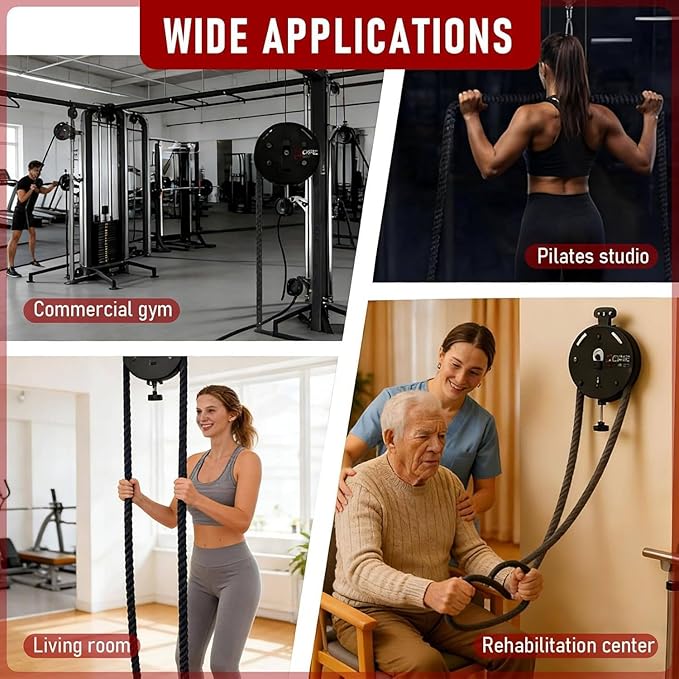 Endless Rope Trainer, Home Gym Equipment, Pulley Cable Machine System With Adjustable Resistance, Full Body Workout Tool, Portable Rope Exercise System For Home Gym, For Arm, Back, Grip Training Red