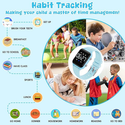 Kids Digital Watches for Boys Girls, Sports Watch with Fitness Tracker, Pedometer, Alarm Clocks, Stopwatch, No App Needed Waterproof Kids Watch, Gift for Teens Student Girls Boys Ages 5-14