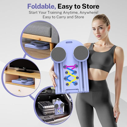 Pilates Board,Foldable Pilates Reformer Equipment with Timer, Multi-Purpose Portable Pilates Reformer Machine Home Pilates Kit for Home Workout,Fitness,Exercise,Abs