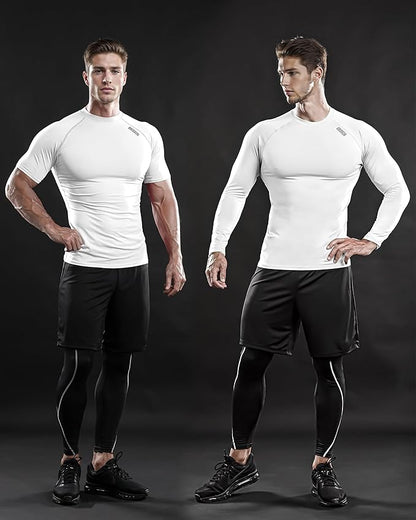 DRSKIN 3, 2 or 1 Pack Men's Compression Shirt Short Sleeve Top Baselayer Sports T-Shirt Athletic Running Active Workout