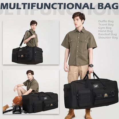 135L Large Duffle Bag, Heavy Duty Duffle Bag for Travel, Extra Large Sports Gym Equipment Bag for Soccer Baseball Basketball Hockey Football, Black