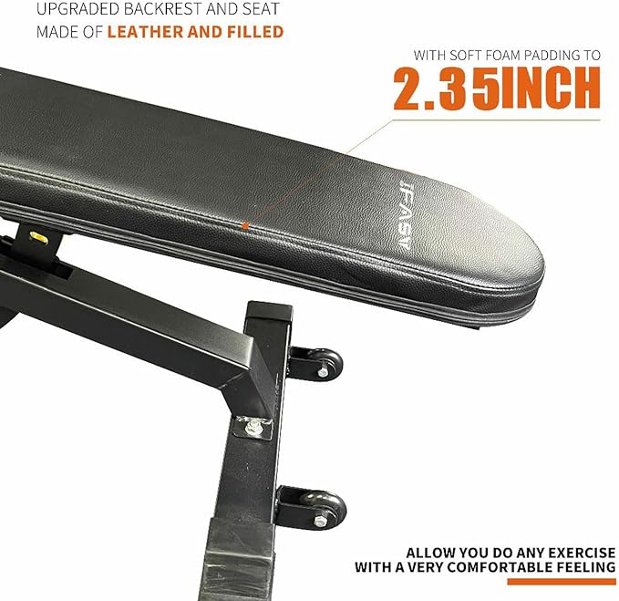 Adjustable Weight Bench, 1000LBS Capacity Weight Benches for Home Gym, Workout Bench Foldable for Full Body Strength Training, Multifunction Sit Up Bench for Flat Incline Decline