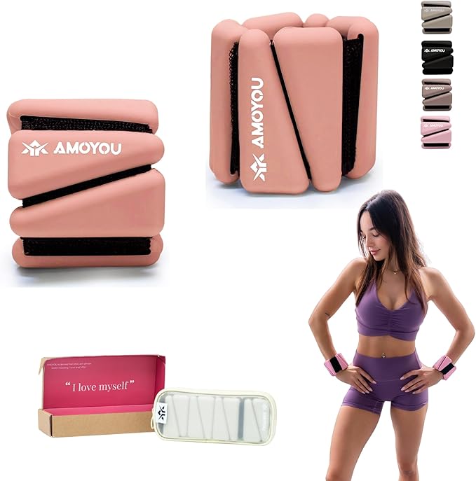 AMOYOU Wrist & Ankle Weights for Women – 2 lb Ankle Weights (Set of 2, 1 lb Each) | Arm Weights for Women | Leg Weights for Walking, Yoga, Cardio & Strength Training