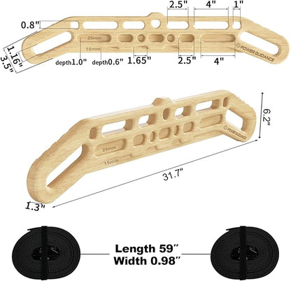 POWER GUIDANCE Wooden Hangboard, Portable Climbing Training Board, Enhances Finger Grip Strength for Indoor and Outdoor Use