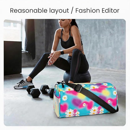 C&F BOGMOST Small Gym Bag for Women & Men,Small Lightweight Duffel Bag Carry On Bags Mini Duffel Travel Bag Waterproof Sports Bags for Workout/Sport/Trave,Colorful Flowers