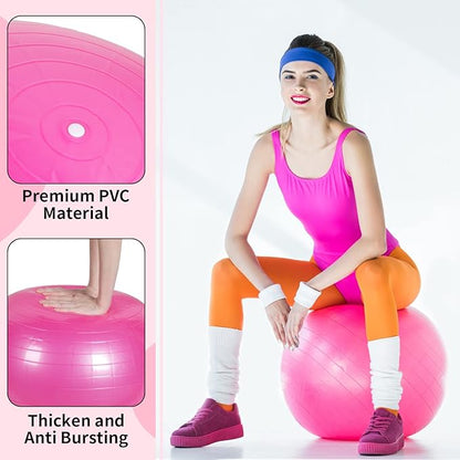 Jerify 3 Pcs Exercise Ball Inflatable Yoga Ball for Pregnancy Pilates Core Workout Equipment with Pump and Plug for Chair Fitness Stability Balance Birthing Gym Home Office Support 330lbs