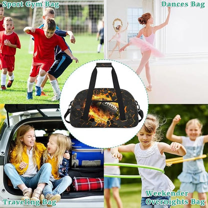 Kids Duffel Bag for Boys - Football Fire Sports Gym Bag Overnight Travel Weekender Bag Lightweight Carry On Sleepovers Bag for School Practice Gymnastics