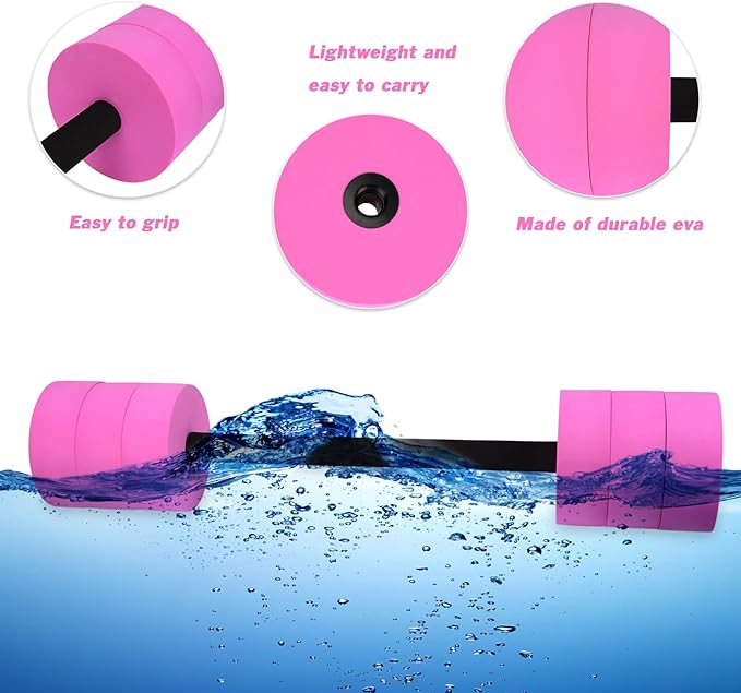 Hikeen Aquatic Exercise Dumbbells Water Dumbbell Pool Resistance Aquatic Fitness Barbells with 4 High-Density EVA Foam Pool Weights Dumbbells, for Water Aerobics Weight Loss