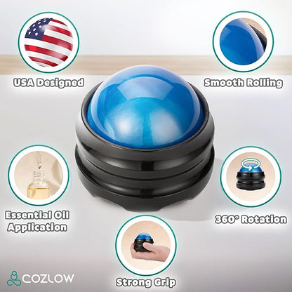 Massage Ball, Muscle Massager Roller Tool for Trigger Point Deep Tissue Release, Hand Held Manual Massage Therapy for Back, Neck, Leg, Shoulder, Foot Pain Relief by Cozlow