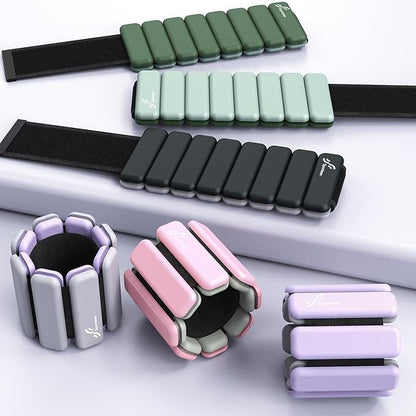 Sportneer Wrist & Ankle Weights for Women Men - 1 Pair (1 lb/2 lb Each) | Adjustable Weighted Bracelet Silicone Bangles for Yoga, Dance, Pilates, Cardio, Aerobics, Gym, Pool Exercises and Jogging