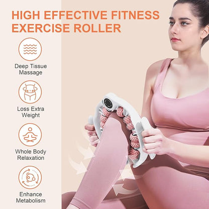 KESHWELL Massage Roller, Cellulite Massage Tool,Cellulite Remover for Legs,Foam Muscle Roller for Deep Relax,Manual Massage Stick with Detachable Rollers for Leg,Neck,Back, Arm,Thigh.Pink