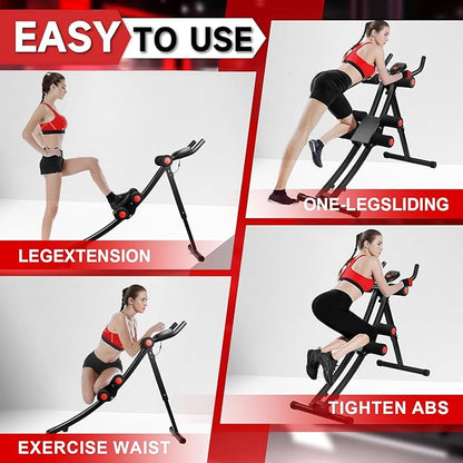 Fitness machine, home gym ABS fitness equipment, women's full body fitness waist trainer, adjustable abdominal tightener, folding core ABS fitness machine with resistance band and LCD display