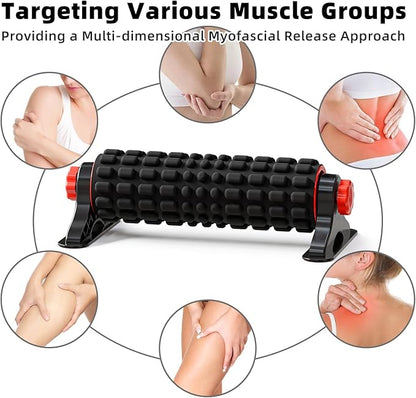 XL IT Band Firm Foam Roller with Resistance Holder - 17 inches - Exercise Roller for IT Band Issues, Deep Tissue Muscle Massage, Muscle and Back Roller for Fitness, Gym Equipment (Black)