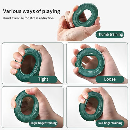 Grip Strength Trainer, Silicone Hand Grip Strengthener Ring for Finger Workout, Rock Climbing, Forearm & Grip Training, Stress Relief Exerciser for Men & Women, Durable Double-Force Design